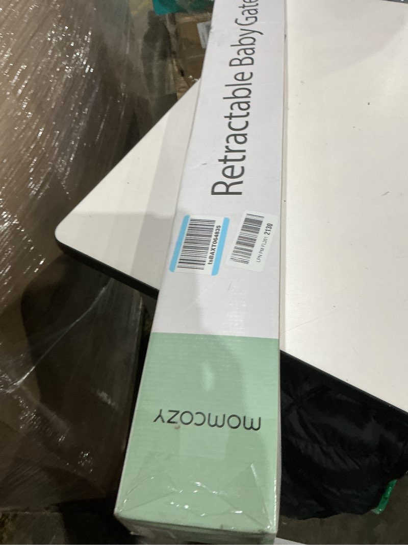 Condition photo showing Good Condition for momcozy baby gate 41'' tall 118'' wide ? extra wide ? for large opening retractable baby gates for child and large pets safety dog gate for stairs, doorways, hallways, indoor, outdoor