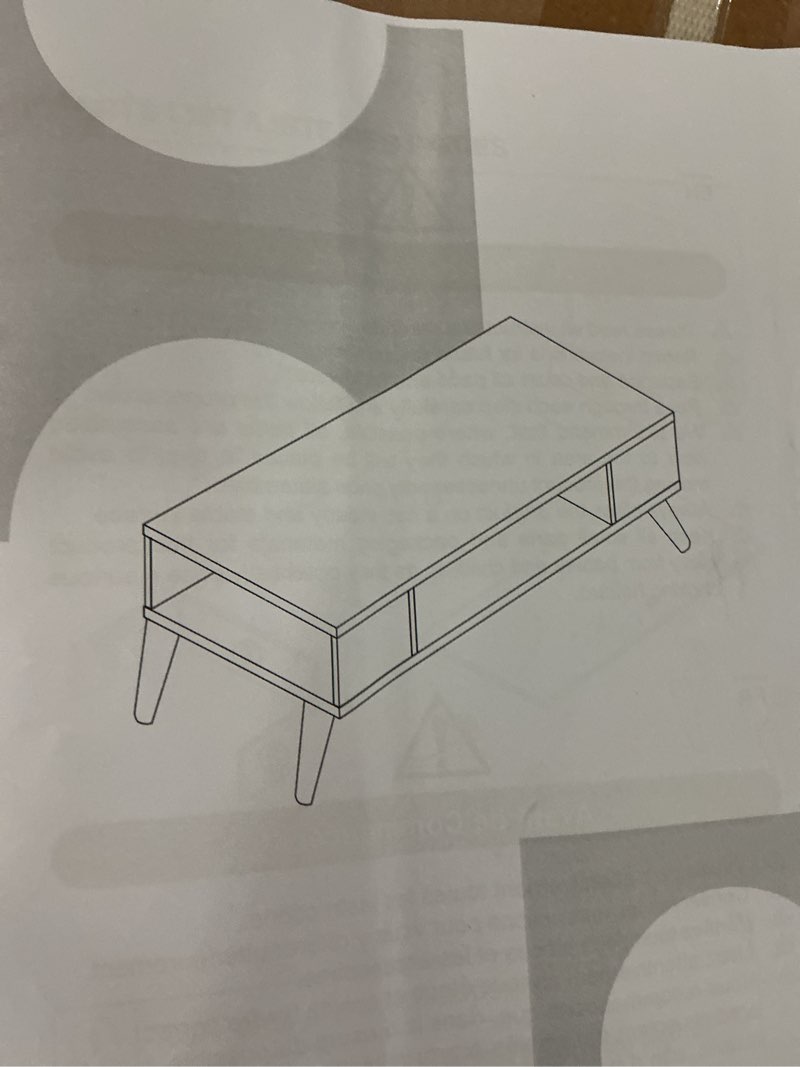 Condition photo showing As Is for costway walnut coffee table 