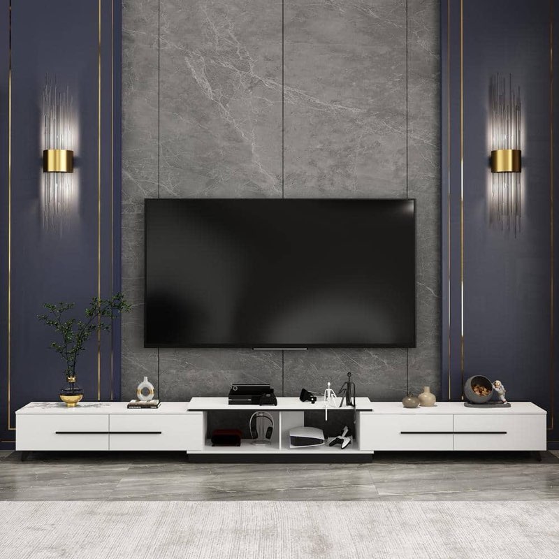 FUFU&GAGA Modern Wood White TV Media Console Entertainment center