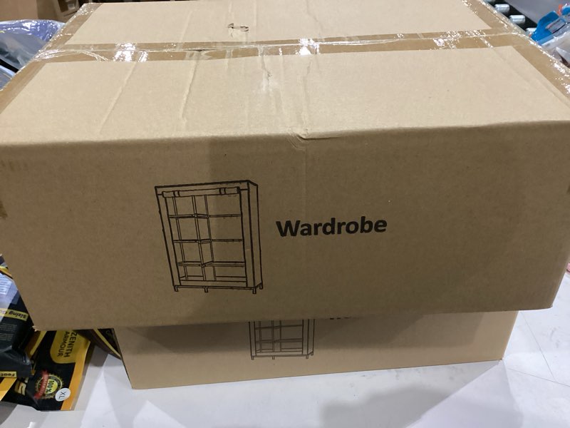 Condition photo showing New/Like New for Buzowruil Portable Closet Wardrobe - 6-Shelf Storage with Hanging Rail, Non-Woven Fabric, Dust-Resistant, Easy Assembly, Space-Saving Design, Grey 43in Grey