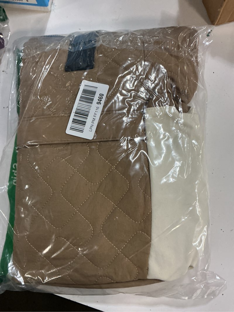 Condition photo showing Good Condition for topeast tote bag for women, lightweight puffer tote bag with zipper, work bags for nurse teacher, travel puffy handbag beige & green-large