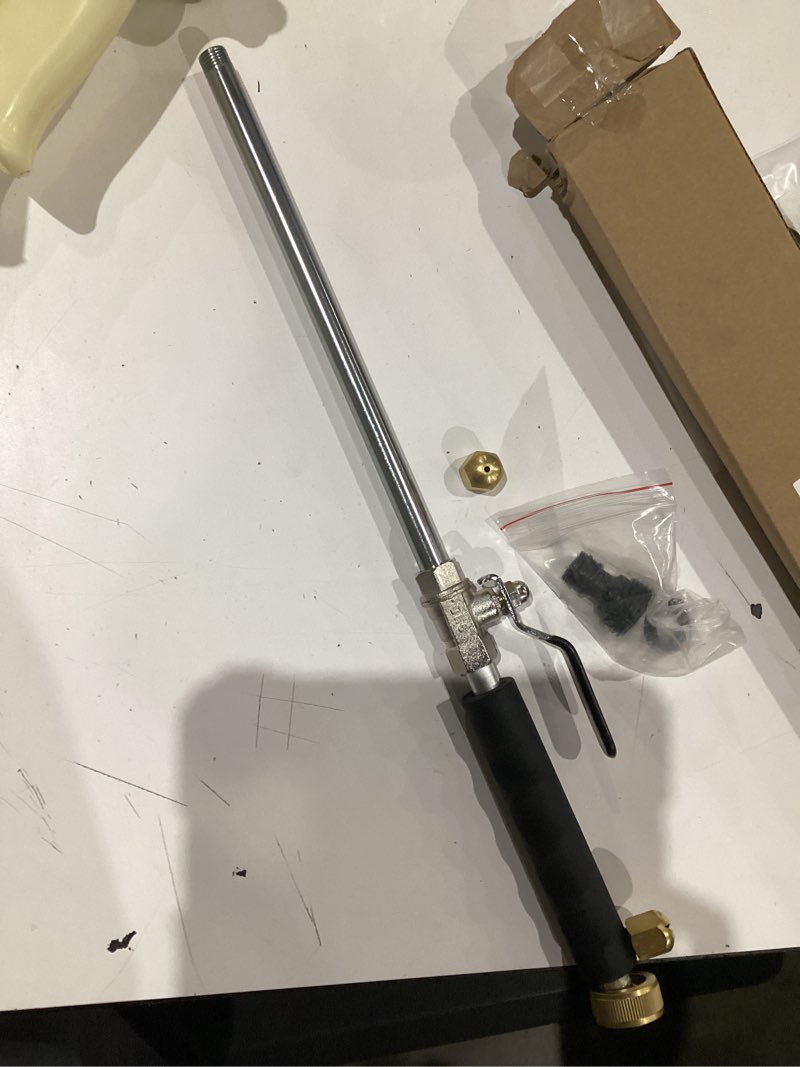 Condition photo showing As Is for high pressure power washer wand, hydro jet water hose nozzle,watering sprayer cleaning tool, wand lance for gutter patio car pet window glass black