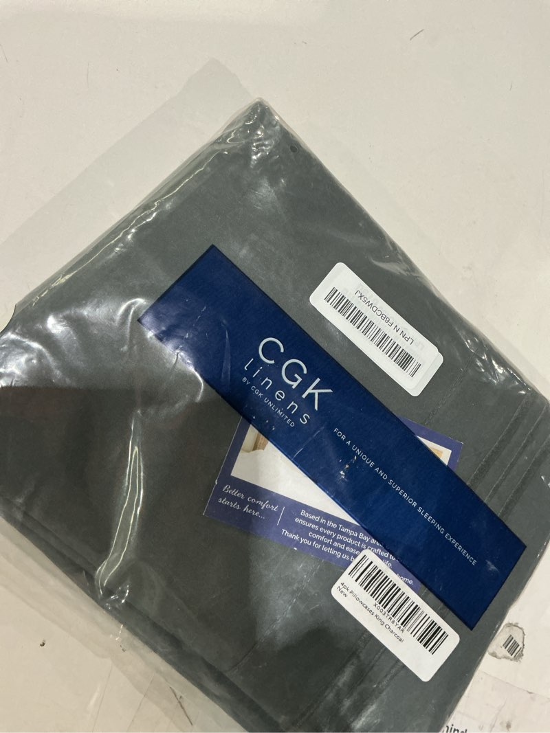 Condition photo showing Good Condition for king pillow cases set of 4 - ultra soft hotel quality pillowcase covers - comfy, cozy & wrinkle free - shrinkage, stain and fade resistant - machine washable pillow protectors - 4 piece set - charcoal king 07 - charcoal 4