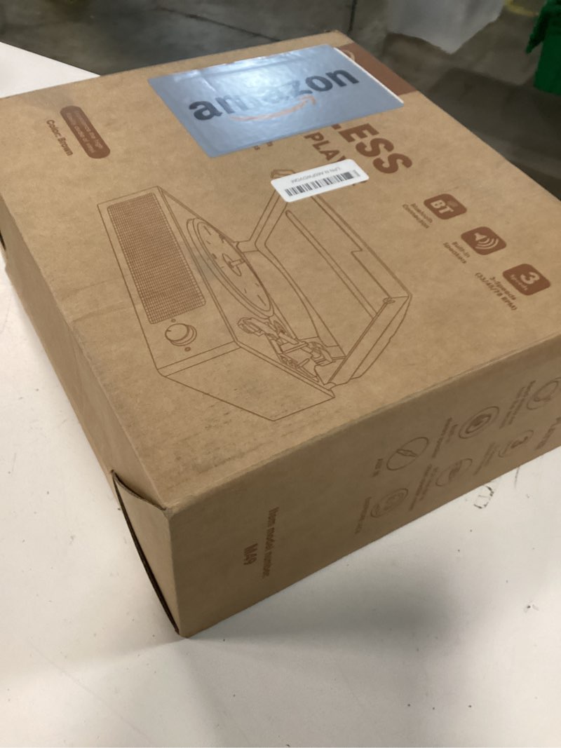 Condition photo showing New/Like New for Vinyl Record Player Turntable with Built-in Bluetooth Receiver & 2 Stereo Speakers, 3 Speed 3 Size Portable Retro Record Player for Entertainment and Home Decoration Brown