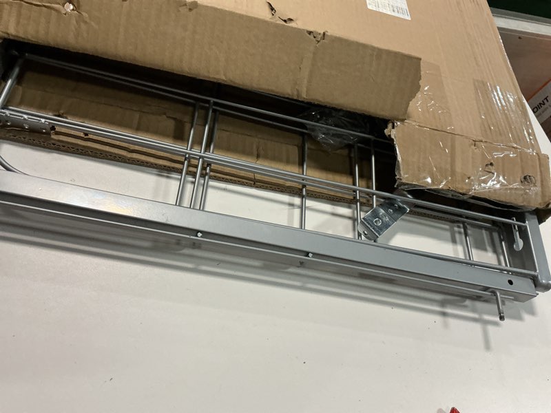 Condition photo showing As Is for Double Pull Out Trash Can Under Cabinet with Soft Close Slides 130LB Heavy Duty Under Sink Trash Bin Kit with Door or Base Mount Fits minimum 16" W x 23" D x 12"H Cabinet, Trash Can Not Included