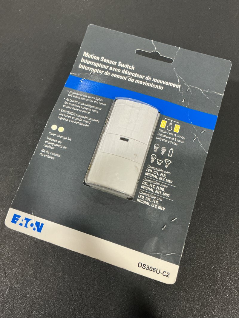 Condition photo showing As Is for Eaton Single-pole/3-way 5 -Amp Occupancy Motion Sensor Light Switch , White/Light