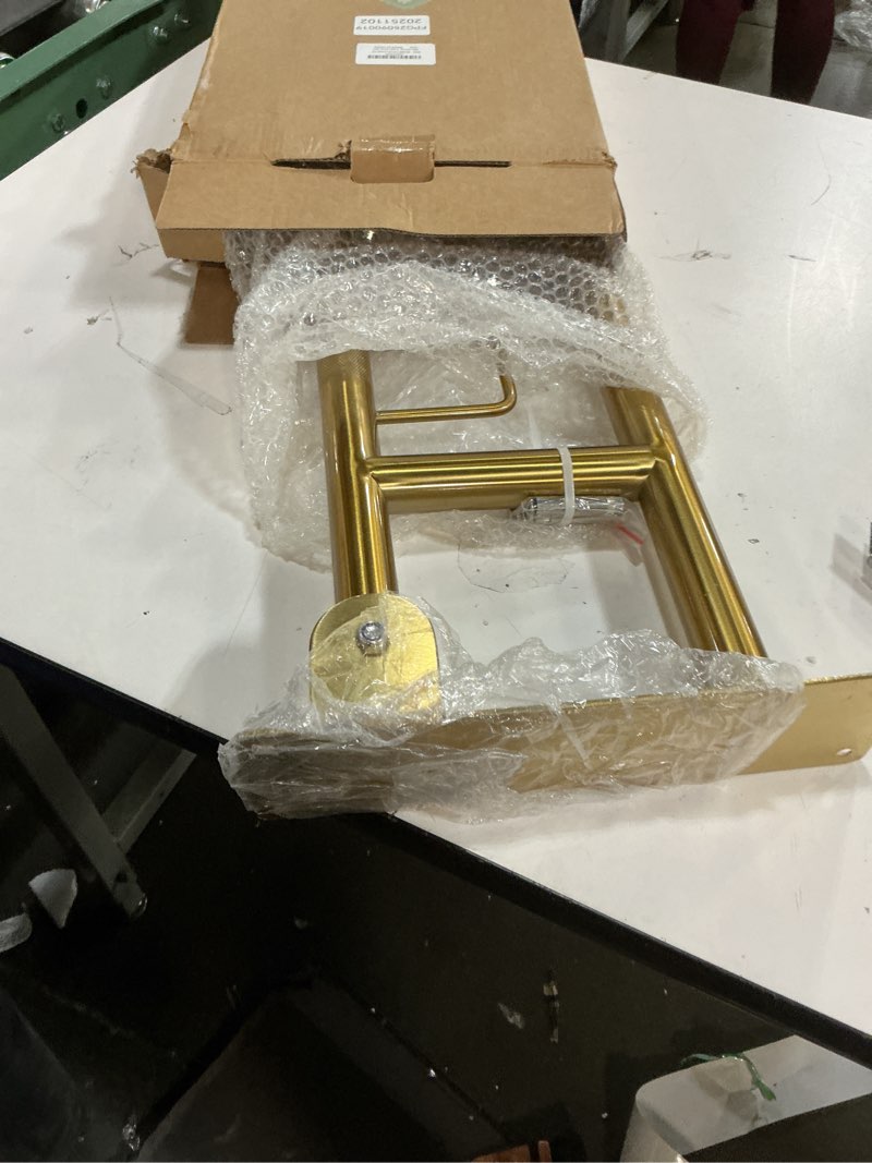 Condition photo showing Good Condition for Toilet Grab Bar 22.4 Inch Gold, Munzong Anti-Slip Handicap Grab Bars with Paper Holder, Flip-Up Bathroom Safety Rails, Stainless Steel Knurled Support handrails for Seniors Elderly Disabled Pregnant 24 Inch Gold