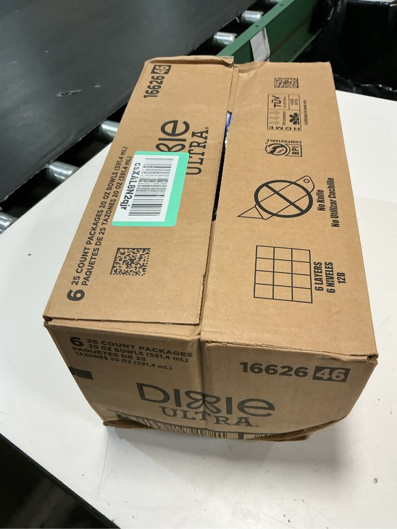 Condition photo showing New/Like New for dixie ultra, large paper bowls, 20 oz, 150 count (6 packs of 25 bowls), microwave safe, compostable, disposable bowls great for breakfast, lunch, and dinner meals 20 ounces 150 count (6 packs of 25 bowls)