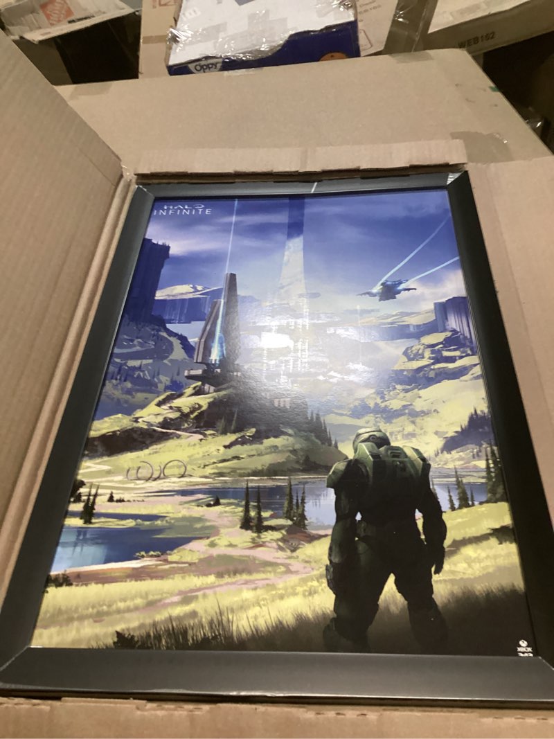 Condition photo showing Good Condition for Halo Infinite - Master Chief Valley Wall Poster, 22.4L" x 14.7W", Black Framed Version Black Framed Version 22.4"L x 14.7"W