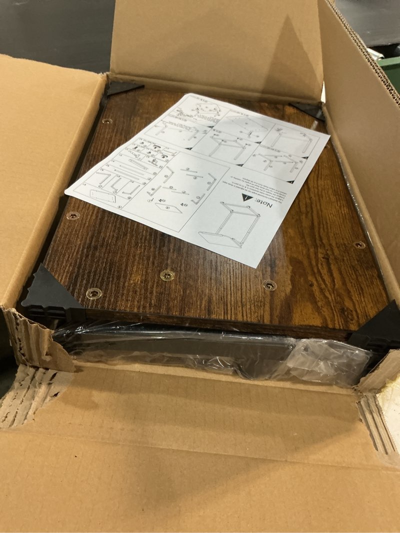 Condition photo showing Good Condition for tv tray table, 8-level adjustable height couch side table?90° tilt angle adjustments c-shaped end table, with phone & tablet slot sofa computer desk for couch, sofa, bed, chair, living room (brown) brown 1 pcs