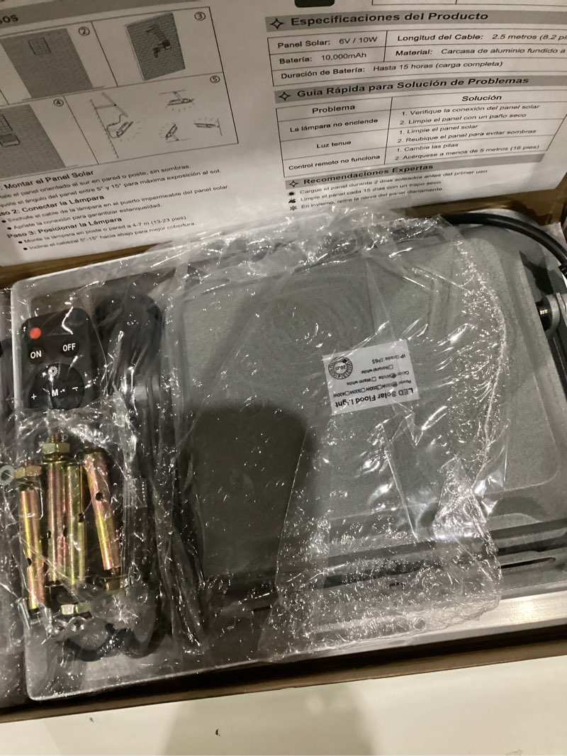 Condition photo showing Good Condition for Engrepo Solar Light Outdoor, 10000mAh Luces Solares Solar Powered Security Flood Light Outside 3000LM IP65 Waterproof Dusk to Dawn with Remote Control and 8.2 ft Cable for Yard, Garden, Shed, Barn. Classic