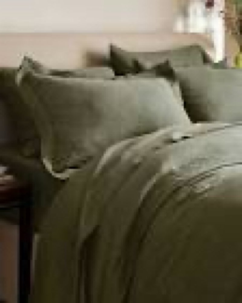  quince double flange duvet cover set king / cal king dusty olive