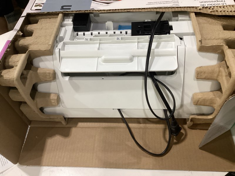 Condition photo showing As Is for hp deskjet 2855e wireless all-in-one color inkjet printer, scanner, copier, best-for-home, 3 month instant ink trial included. this printer is only 2.4 ghz capable. (588s5a), not tested