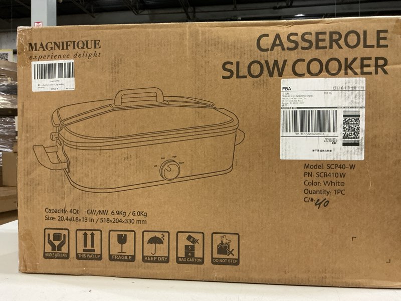 4-Quart Slow Cooker with Casserole Manual Warm Setting - Perfect Crock Pot for Family Dinners, Dishw