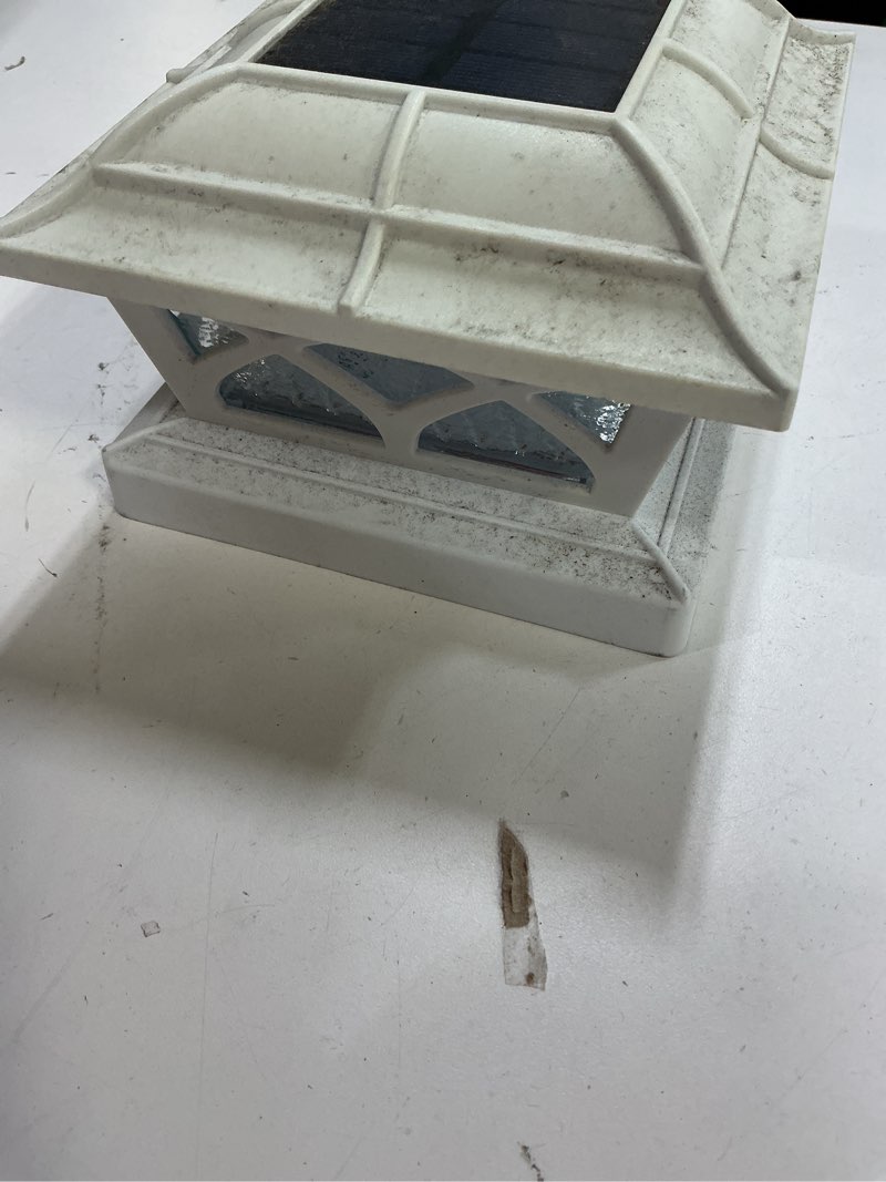 Condition photo showing As Is for siedinlar solar post cap lights outdoor glass 2 color modes 8 leds for 4x4 5x5 6x6 posts fence deck patio decoration warm white & cool white lighting white (6 pack)