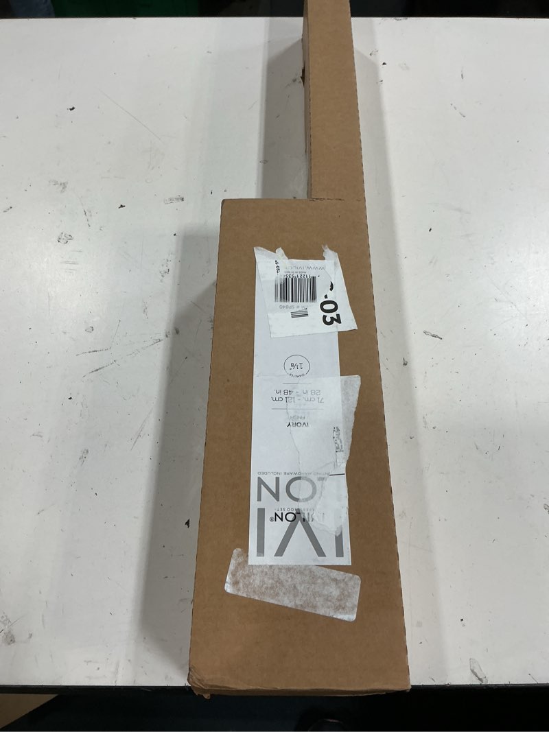 Condition photo showing New/Like New for ivilon decorative window curtain rod - carved square finials, 1 1/8 in rod, 28 to 48 in. white/ivory 28 to 48 in. ivory