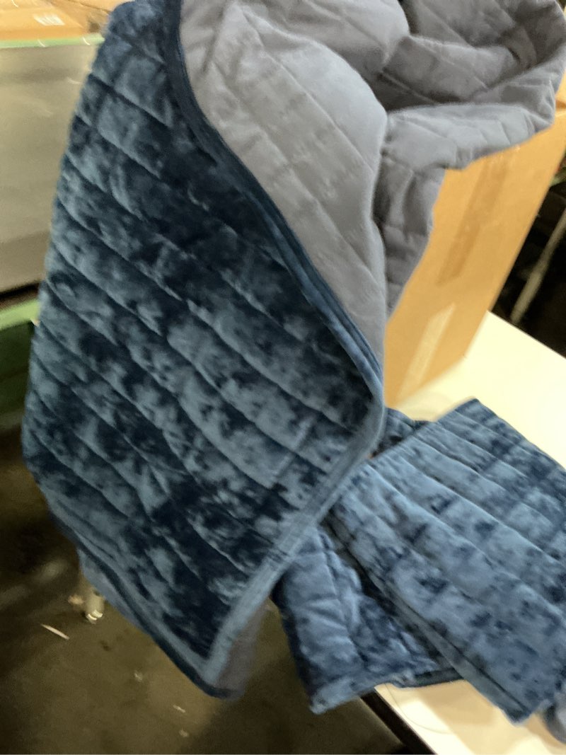 Condition photo showing Good Condition for Chezmoi Collection Lux Storm Blue Velvet Quilt Queen Set, 3-Piece Geometric All Season Velvet Bedding Lightweight Comforter Lush Plush Velvet Blanket with Soft Brushed Microfiber Reverse Coverlet Set Queen Storm Blue