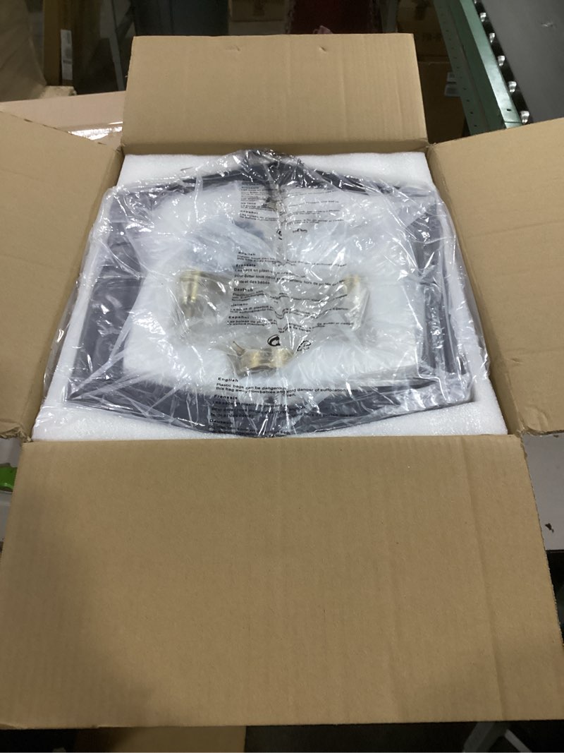 Condition photo showing New/Like New for WJShome 18.1" Black and Gold Chandelier, 4-Light Farmhouse Dining Room Light Fixture, Modern Foyer Lighting Fixtures, Rustic Lantern Pendant Light, for Kitchen Island,Staircase,Entryway Black+Gold 4-Light