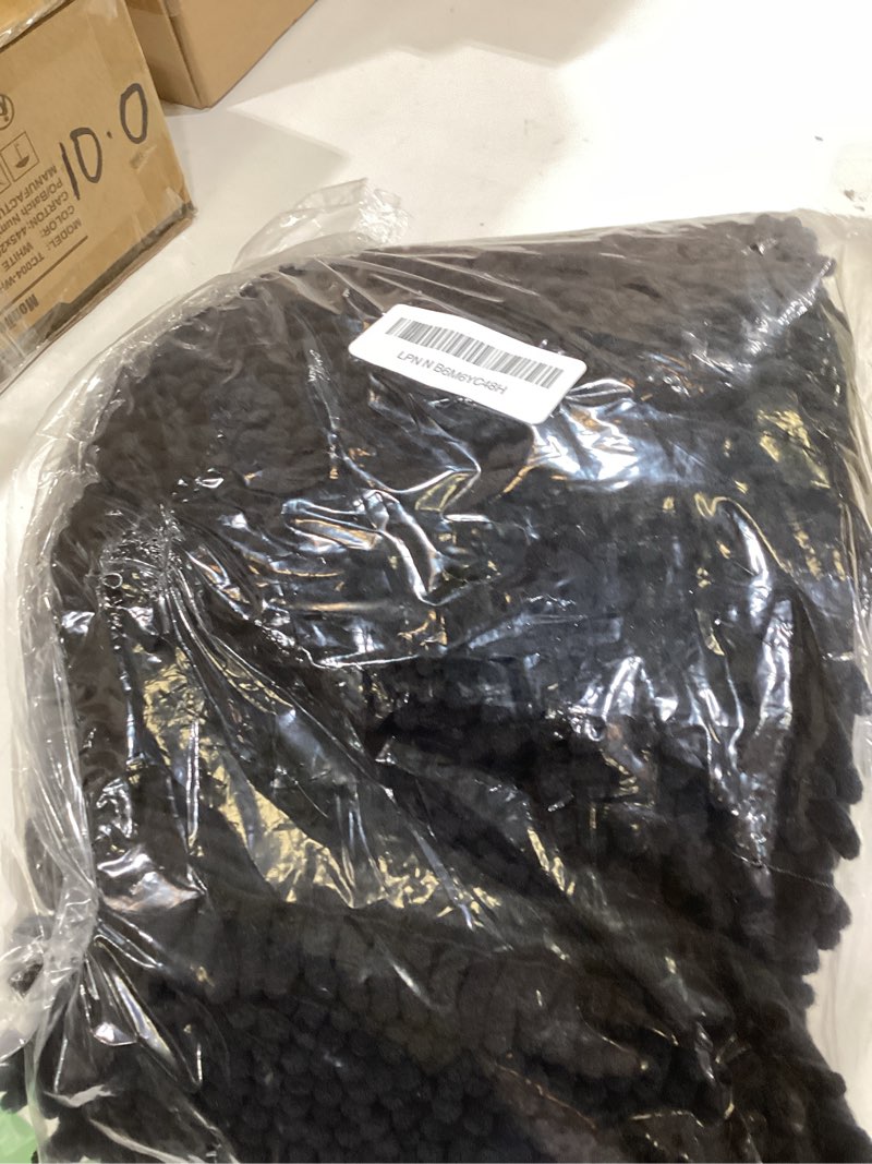 Condition photo showing New/Like New for arotive luxury chenille bathroom rug mat, extra soft thick absorbent shaggy bath rugs, non-slip machine wash dry, plush bath mats for bathroom, shower and tub, 24x16, black black rectangular 24" x 16"