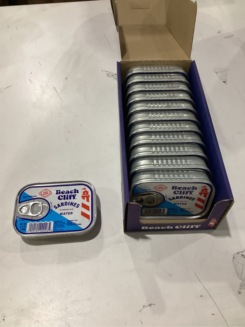 Beach Cliff Sardines in Water  3.75 oz Can  Shelf Stable Canned Wild Caught Sardine  High in Protein