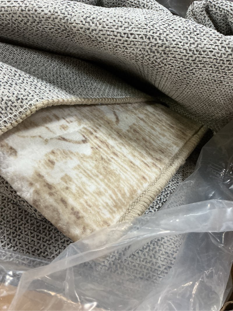 Condition photo showing As Is for 8x10 washable area rugs for living room, neutral boho rugs for bedroom, vintage large soft faux wool carpet for nursery, playroom, dorm, office, dinning room, non slip, beige, cream beige 8' x 10' (rectangular)