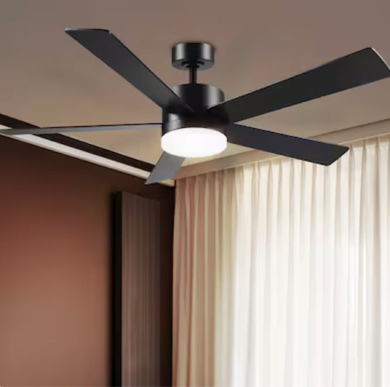  Globe Electric DAYTON 52-in Black with Matte Black Blades LED Covered Outdoor Smart