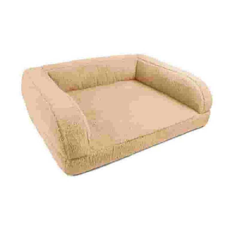 Sherry Kline Sherpa Couch 3-Sides Bumper Dog Bed Carmel - Gold - 30"x40