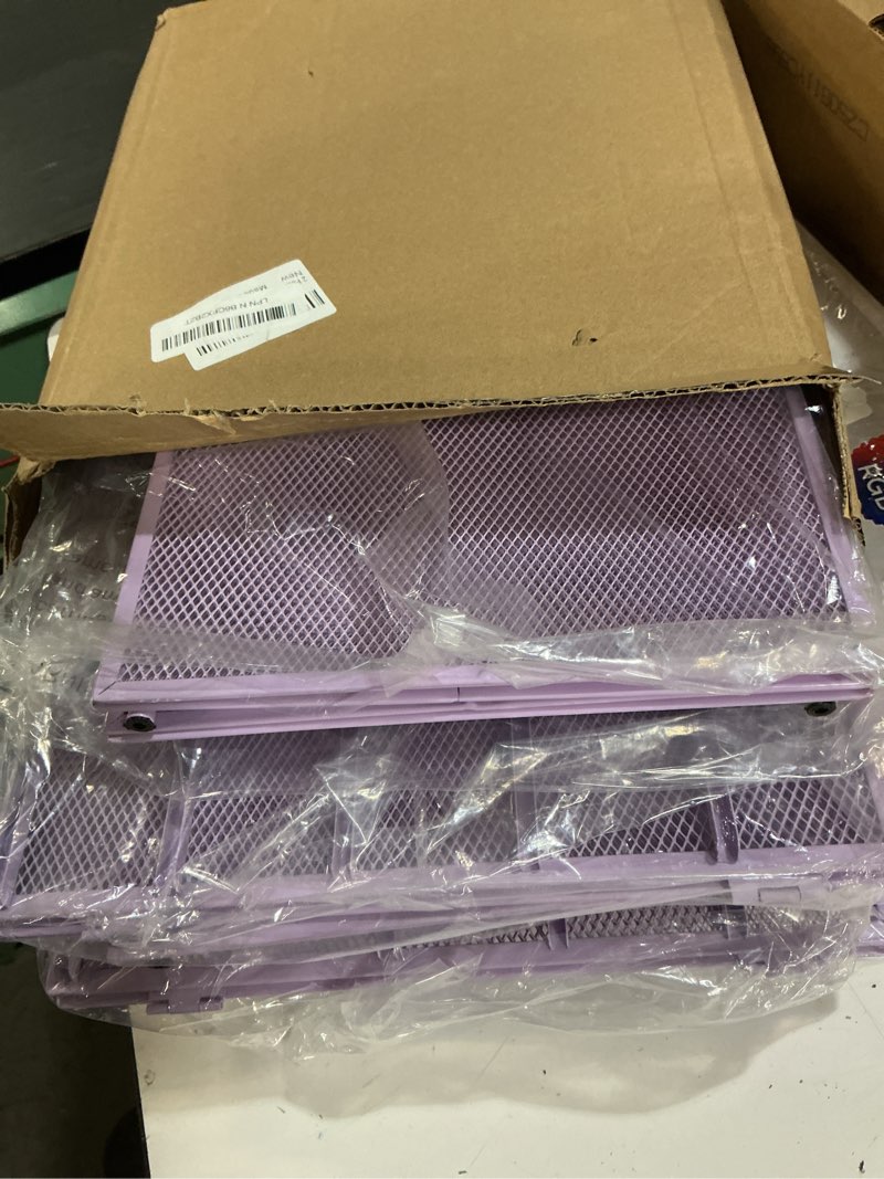 2 Pack Letter Tray Paper Organizer 5-Tier Desk Organizer File Organizer Paper Holder with Handle, Metal Desktop Document Shelf Tray Office Classroom Organization - Purple 2 Pack 5-tier Desk Organizer,purple