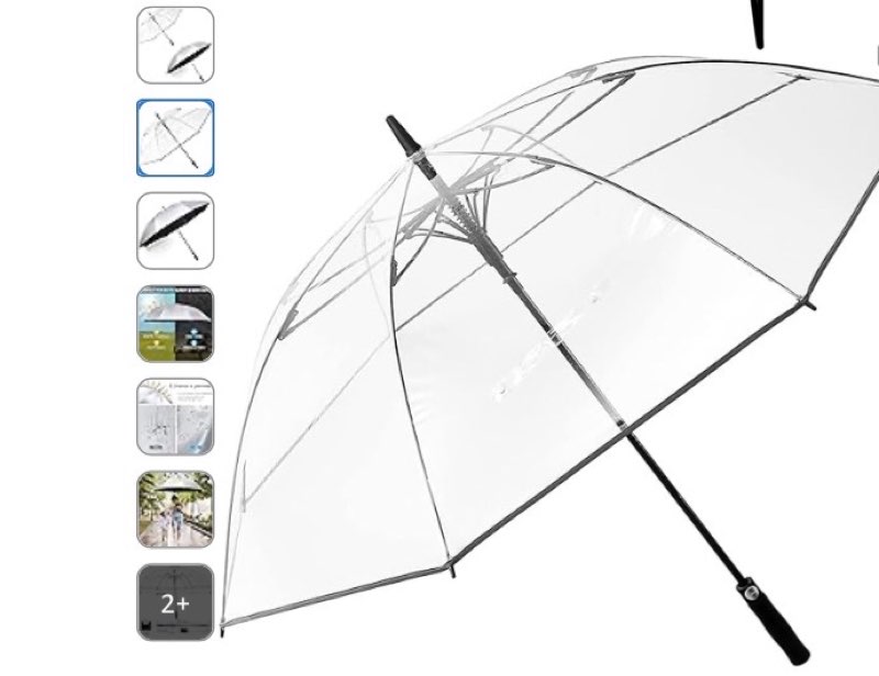 G4Free 62 Inch Clear Golf Umbrella + 52 inch Clear Bubble Umbrella, Auto Open Large Stick Umbrella Windproof Waterproof for Women Men 12 Pieces 