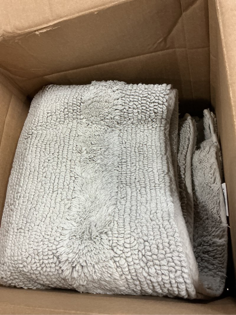 Condition photo showing As Is for organic cotton reversible bath mat – 3000 gsm, gots certified, ultra-thick & super absorbent | soft, plush & quick-drying bathroom rug (light grey, 44" x 24") light grey 44" x 24"
