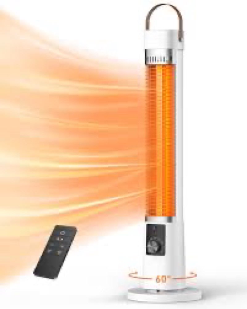 Outdoor Heater for Patio, 60° Oscillation, 9H Timer, 9 Heat Level, Tip-Over/Overheating Protection, 