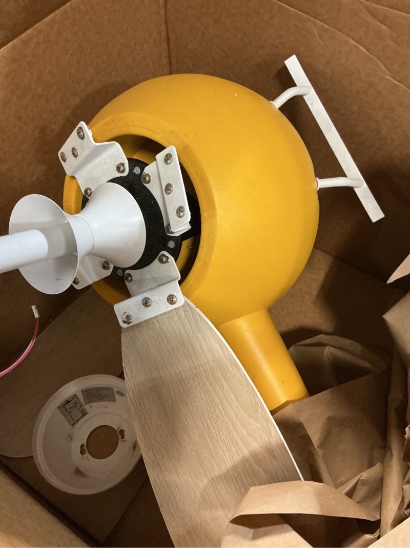 Condition photo showing As Is for children's bedroom ceiling fan with lights,remote control speed,dimmable kids room cartoon ceiling fan lamp,helicopter model teddy bear model options yellow