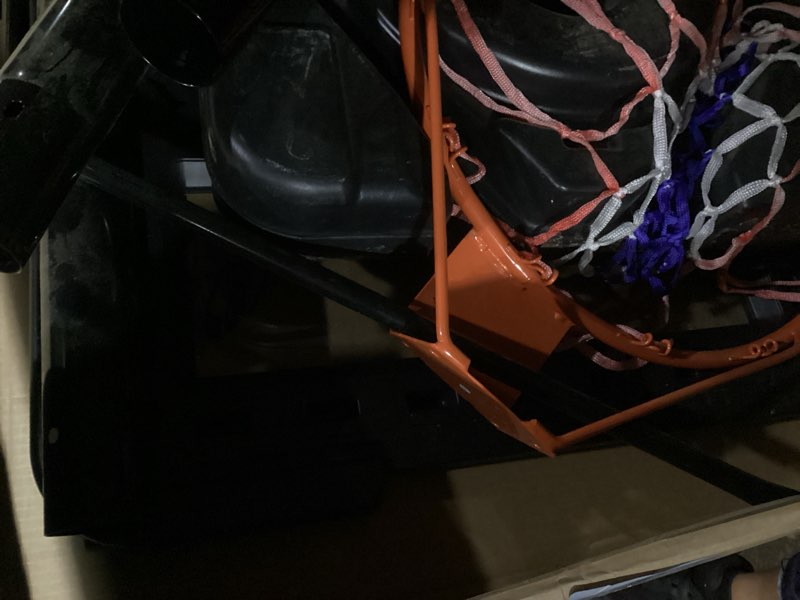 Condition photo showing As Is for garvee basketball hoop outdoor portable backboard, basketball goal system with wheels for court/backyard/driveway black 48\"