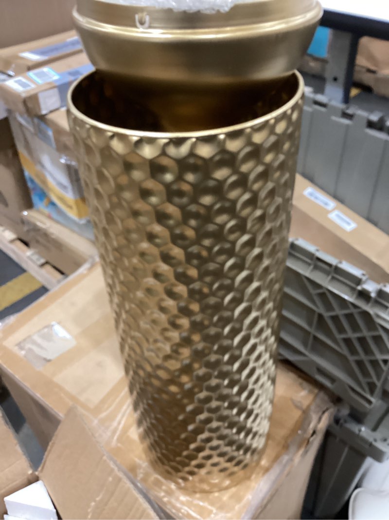Condition photo showing Good Condition for sziqiqi tall gold floor vase: 27in large metal floor vase decorative tall - set of 3 modern honeycomb texture big standing vases for living room dining bedroom home corner hallway indoor office