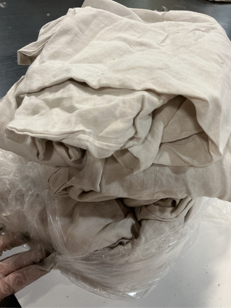 Condition photo showing As Is for european linen sheet set, king, sand