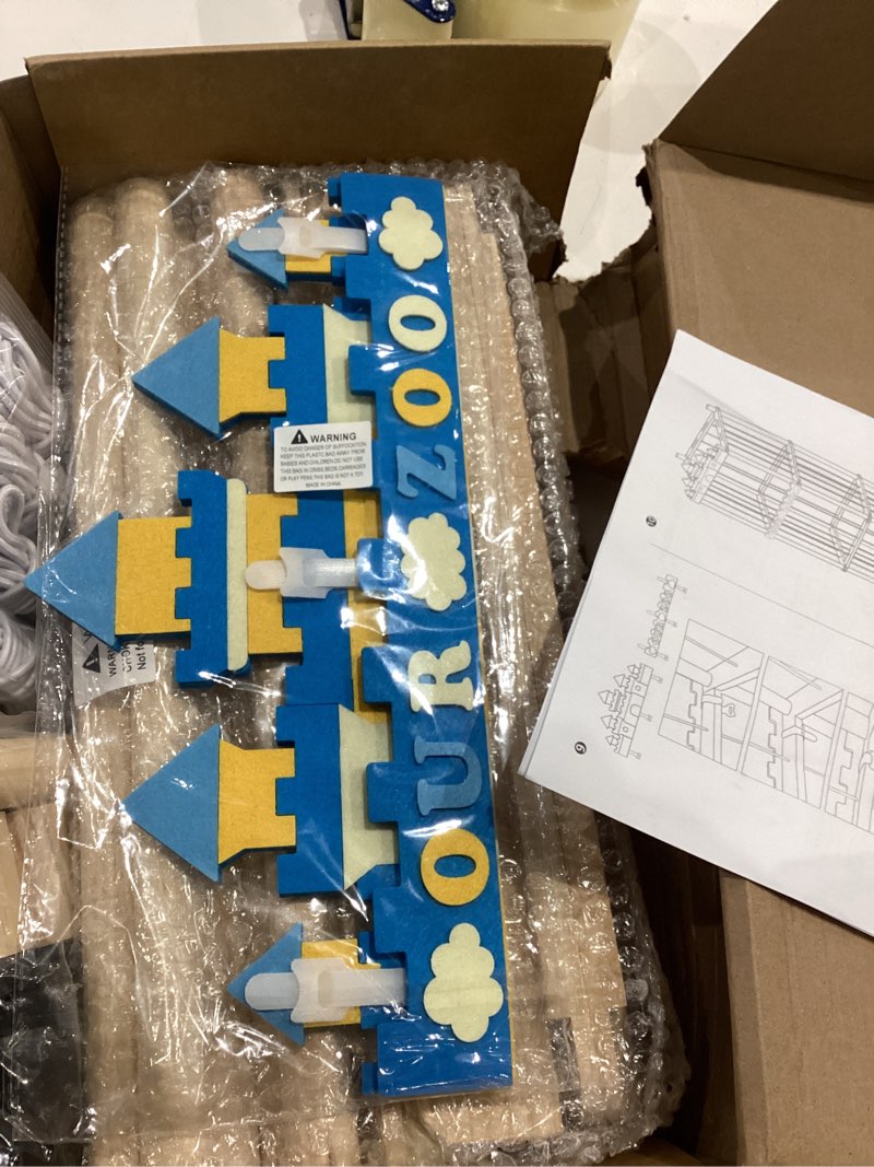 Condition photo showing item condition for Stuffed Animal Storage and Holder - Large Size Wooden Animals Zoo Toy Organizer with Elastic Bands, Swivel Wheels and Castle Stickers, For Toddler Rooms, Playrooms, Bedrooms(58x16x16inch) 58inches