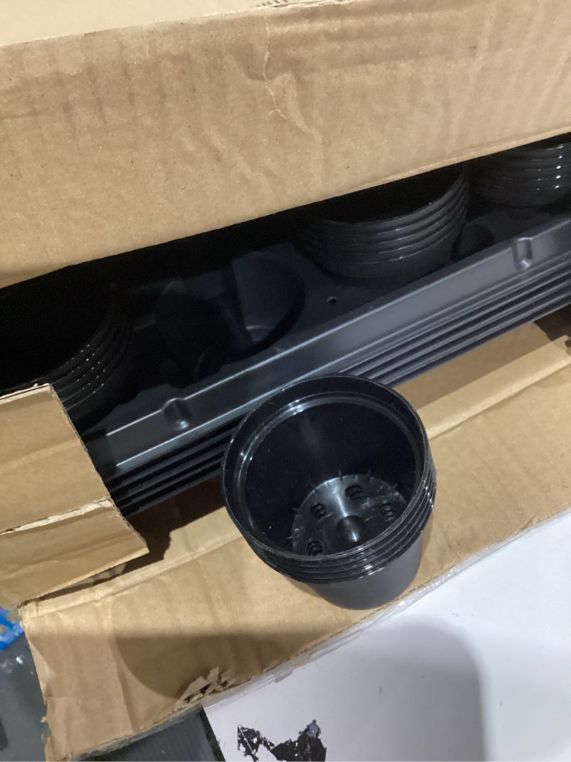 Condition photo showing Good Condition for 3 Inch Plastic Plant Pots 100 Pcs with 5 Pcs 20 Cell Seed Starter Trays, Thick Black Small Nursery Pots and Propagation Shuttle Trays for Seed Starting, Plant Propagation Starter Kit 5 Sets Black + Black 3 Inch 100 Pack Pots With 5 Pack Trays