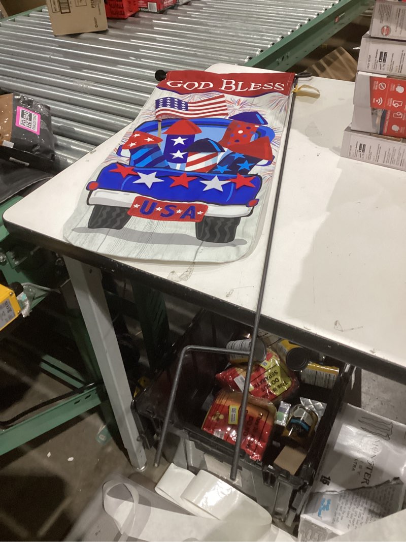 Condition photo showing Good Condition for Style Selections God Bless USA Banner With Stand