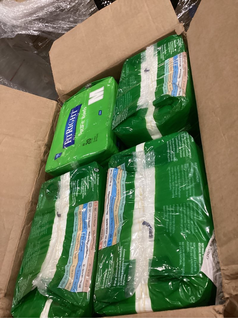 Condition photo showing New/Like New for FitRight Adult Diapers, Ultra Heavy Absorbency, M (Waist Size 32in-44in), 80 Count, OptiFit Incontinence Briefs for Men and Women, Disposable, Moisture-Wicking, Leak Protection, Medium 80 count