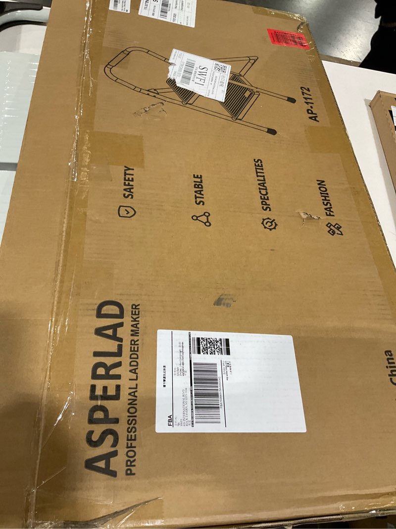 Condition photo showing As Is for Step Stool for Adults,2 Step Ladder Folding 330lbs Anti Slip Step Stool,Foldable Ergonomic 2 Steel Stool with Wide Pedal for Home, Kitchen, Office (White) White 2 steps