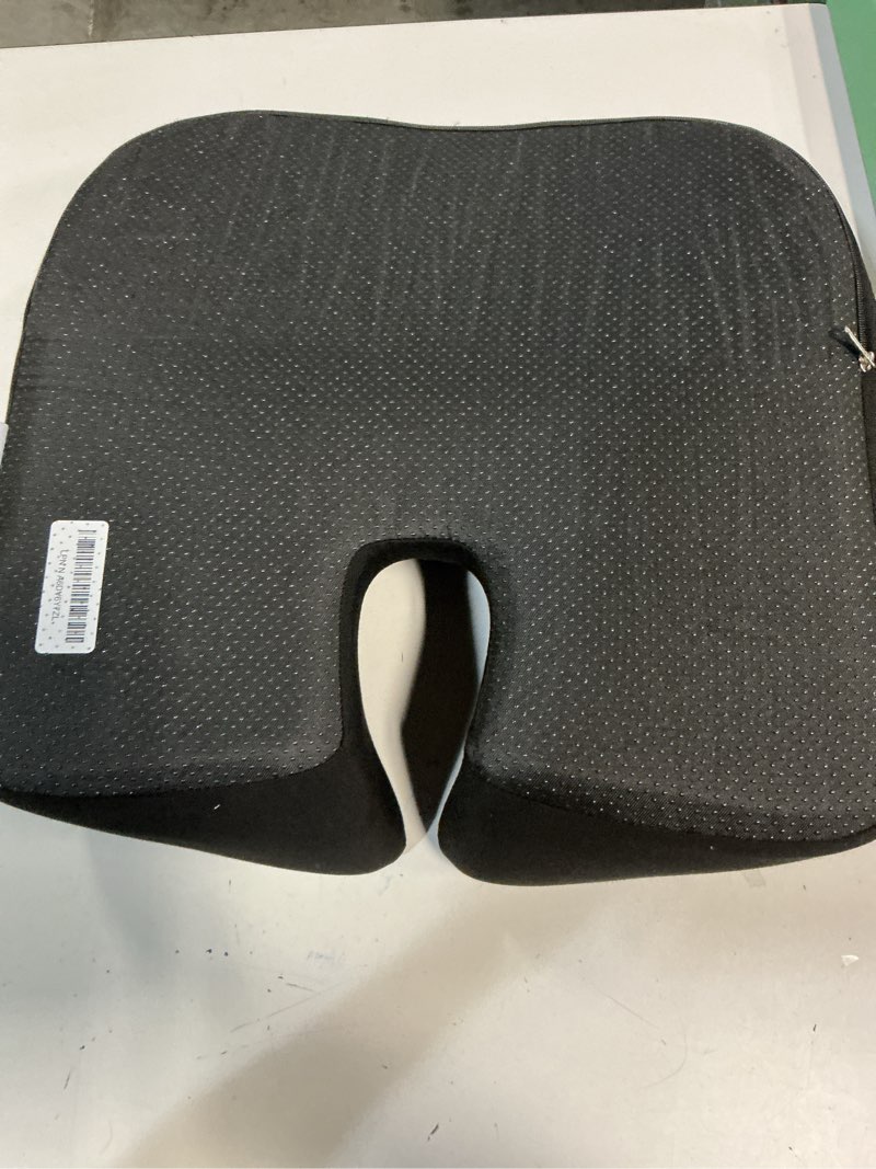 Condition photo showing As Is for Extra Large Memory Foam Seat Cushions for Office Chairs, Pressure Relief Seat Cushion for Tailbone Pain Relief, Sciatica & Back Pain, Ergonomic Office Chair Cushion for Long Sitting & Driving (Black) Black & Dark Gray