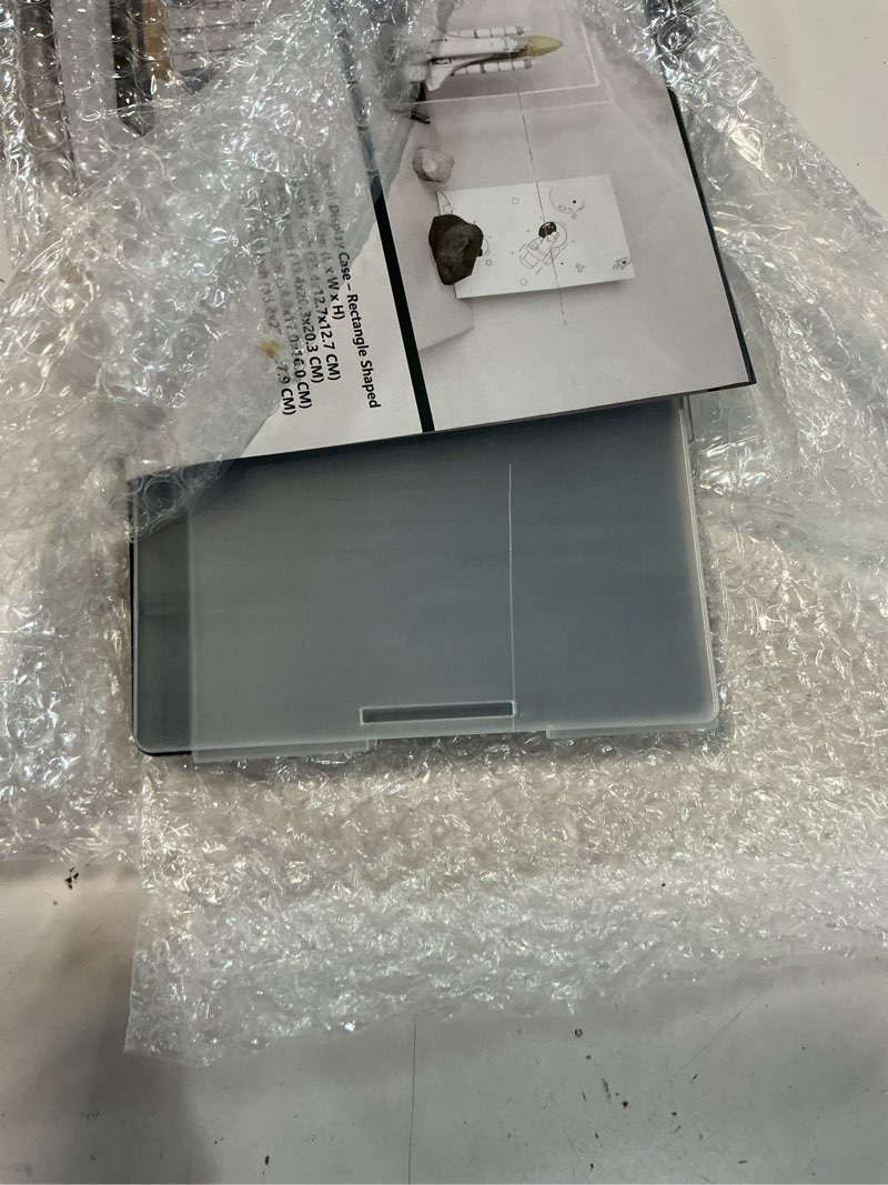 Condition photo showing Good Condition for display case for light saber and sword, acrylic box for trophy and toy figures, clear acrylic display cases with matte black base for collection protection and storage, 14x5x5 inch 14"(l) x 5"(w) x 5"(h)