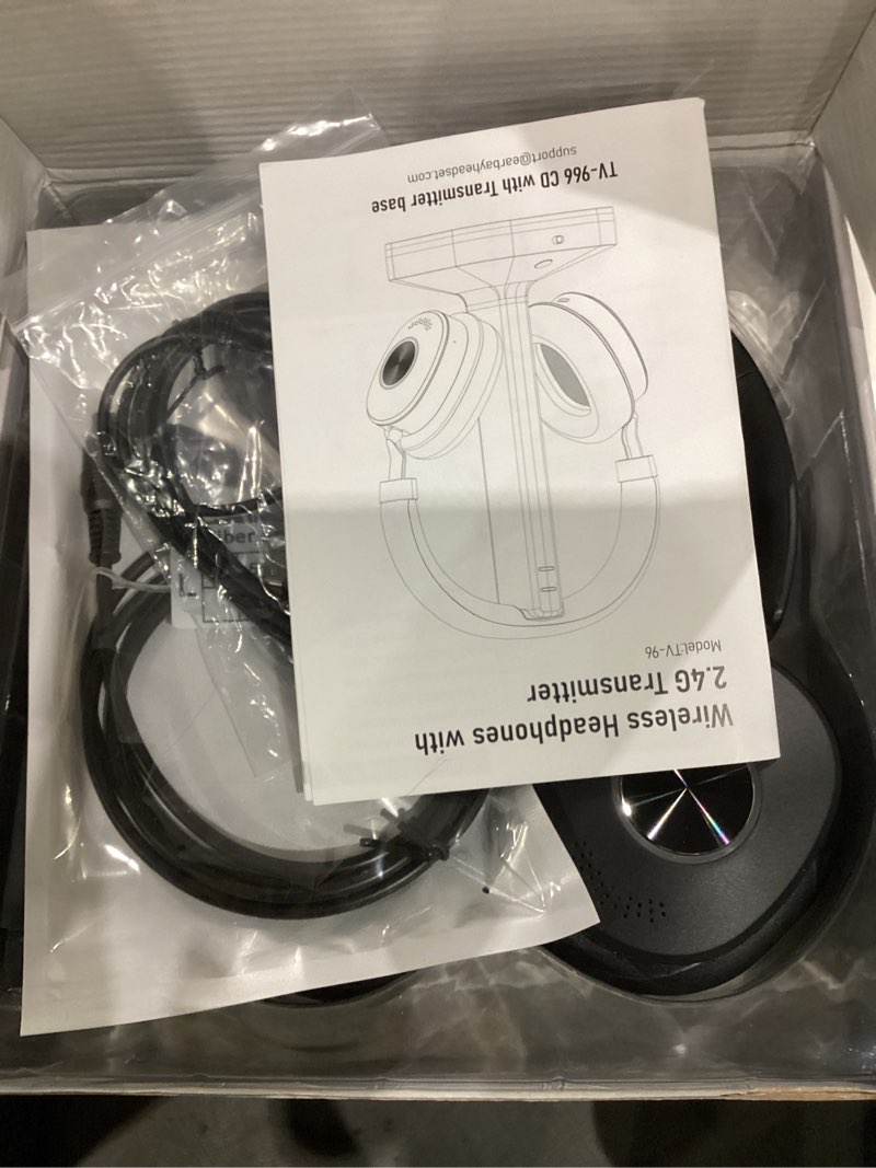 Condition photo showing New/Like New for wireless headphones for tv watching, tv headphones wireless for seniors with transmitter charging base, over ear headset with 3 audio modes, no audio delay blutooth 5.4, gifts for parents/elderly black