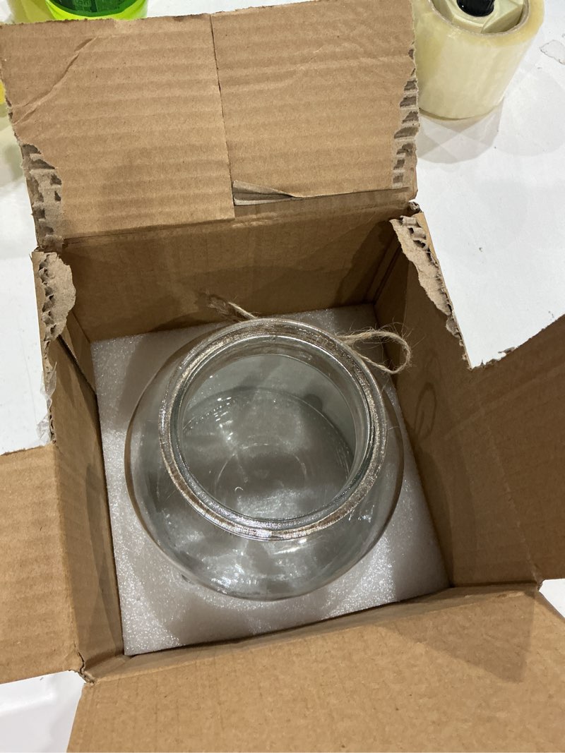 Condition photo showing Good Condition for houmury glass vases for centerpieces 6 inch clear large vase farmhouse utensils holder with twine ties home decor for wedding living room kitchen dining table office (1)