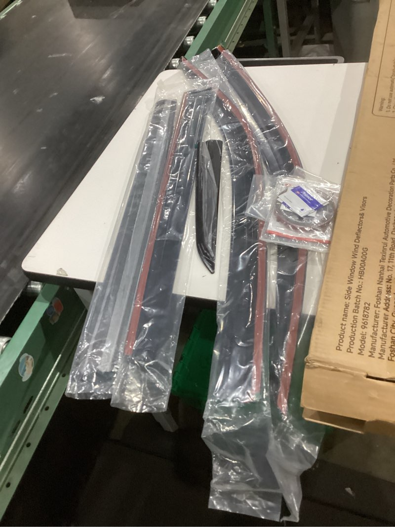 Condition photo showing As Is for tape-on rain guards compatible with subaru forester 2019 2020 2021 2022 2023 2024 black extra durable shatterproof side window deflectors, vent window visors, wind deflectors - 6 pcs