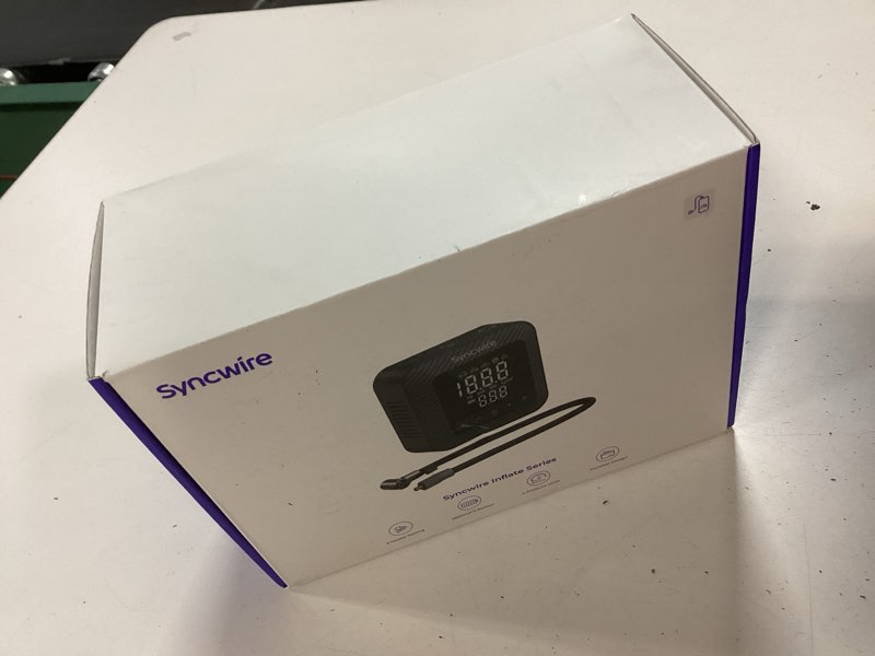 Condition photo showing New/Like New for Syncwire Tire Inflator Portable Air Compressor 150PSI Air Pump for Car Tires [3X Faster] Inflation Electric Smart Tire Pump with Extra-Large LCD Dual Value Display [Free Car Tire Valve Caps], Auto-Off Carbon Fiber