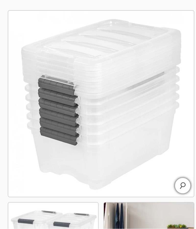 iris 12.9 quart buckle up storage bin, 6-pack