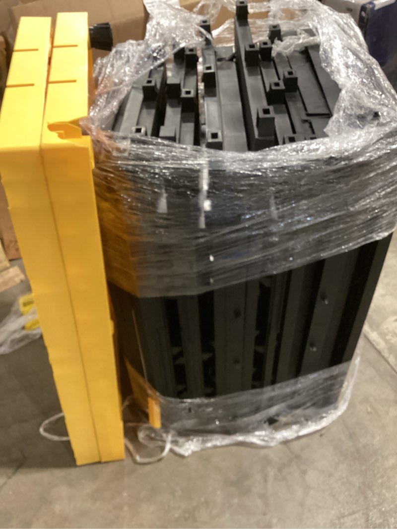 Condition photo showing As Is for project source 48-in w x 20-in d x 72-in h 5 -tier heavy duty black plastic utility shelving unit