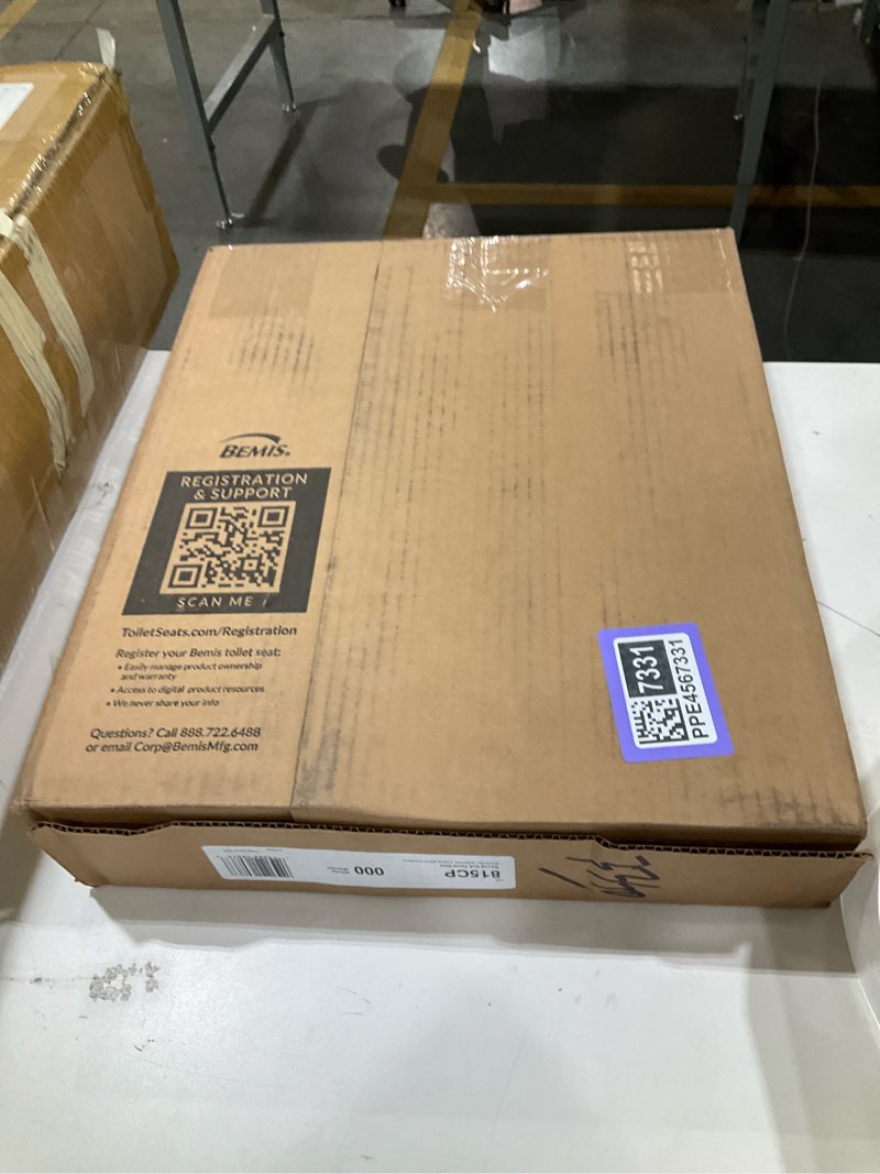 Condition photo showing As Is for Mayfair Padded Toilet Seat with Chrome Hinges, Soft Vinyl over Wood Core Seat, Made in USA, Round, White Elongated Seat