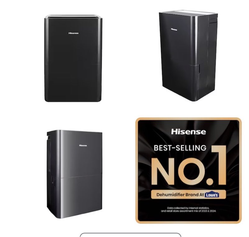 In 100+ carts last week Hisense 50 pt. Dehumidifier with Pump (For Rooms 3001+ sq. ft) For Basements, Bathrooms,